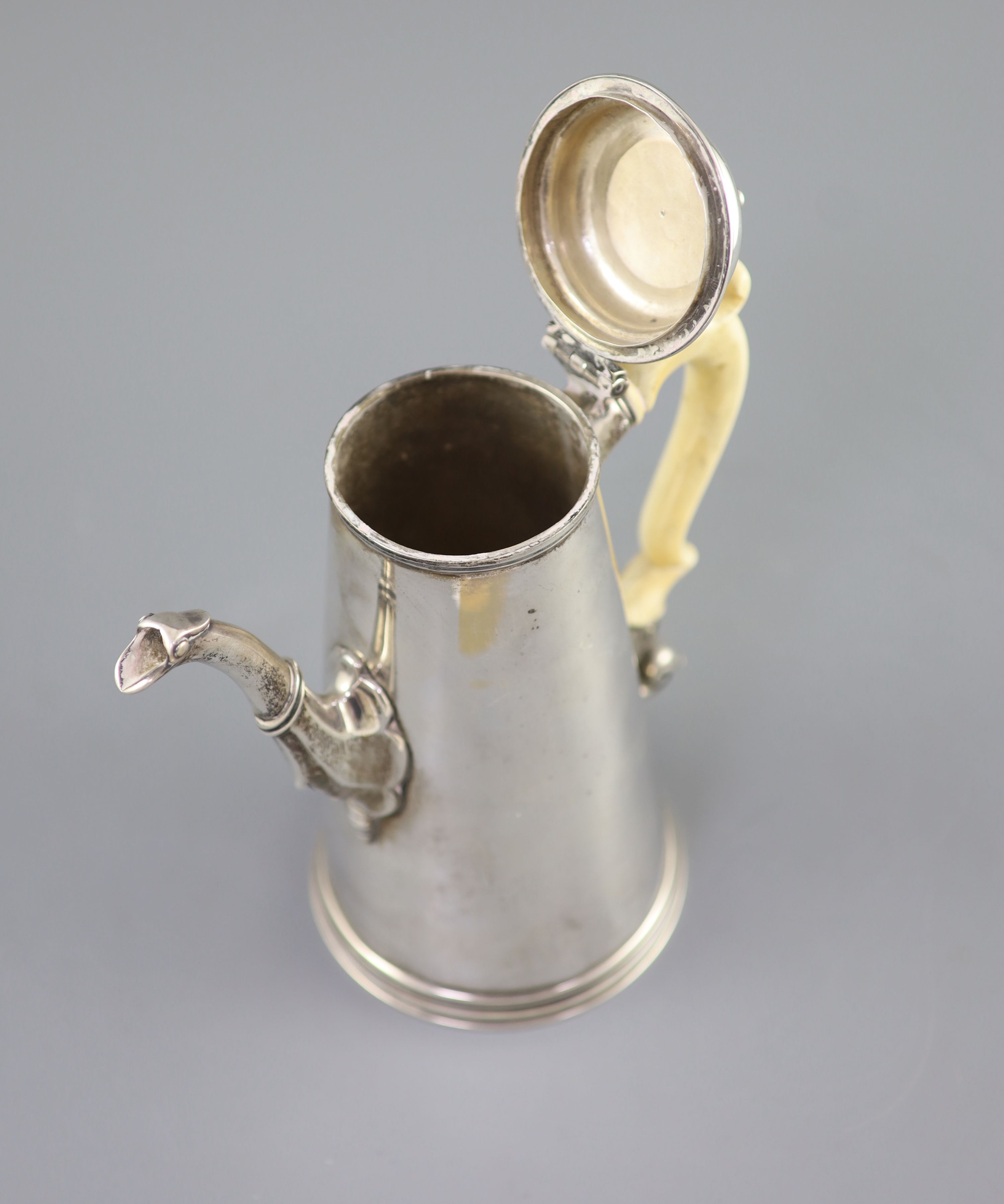 A George II silver coffee pot, by Robert Lucas